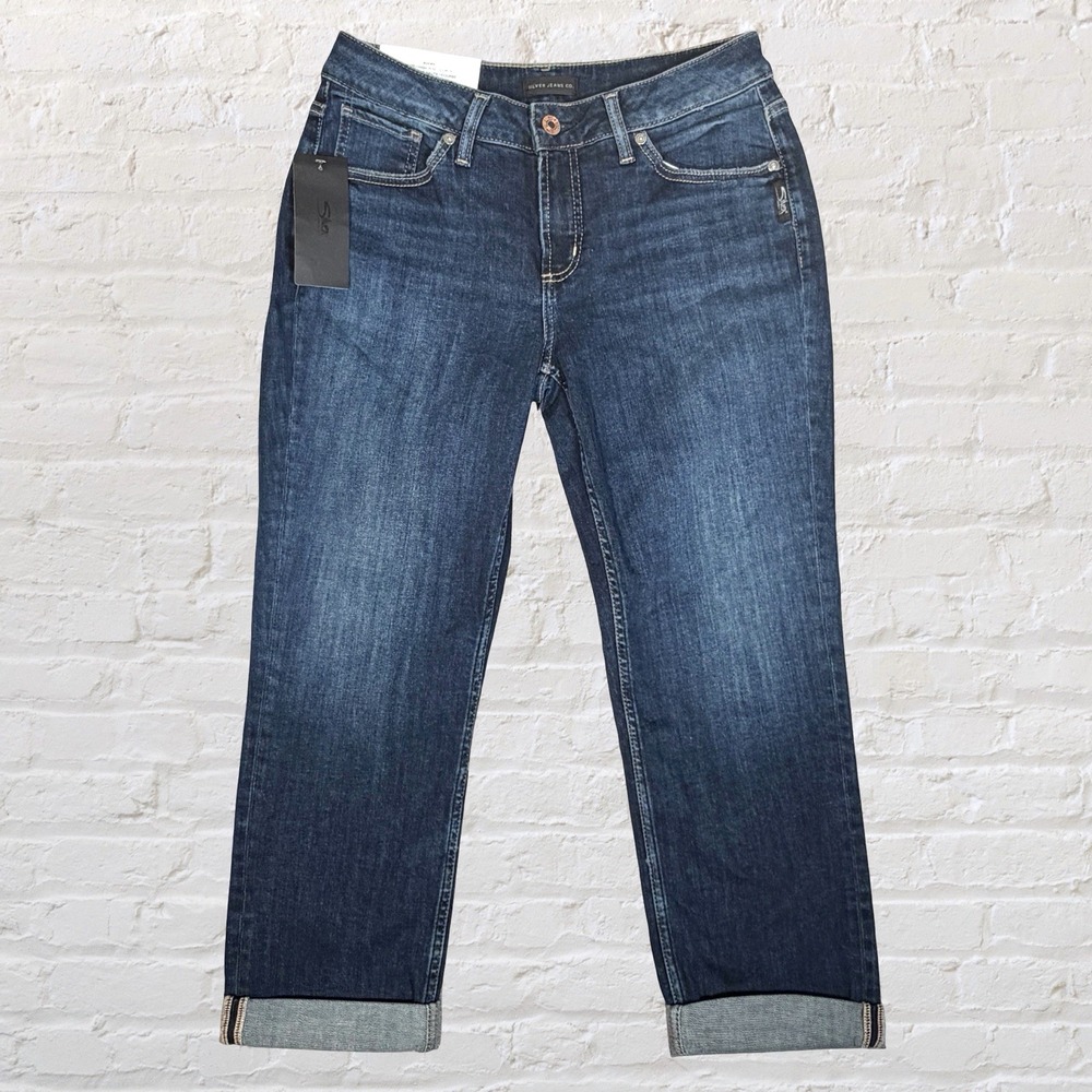 Silver Jeans Avery Capri Jeans Size 30x22.5 High Rise Curvy Cuffed Stretch NWT